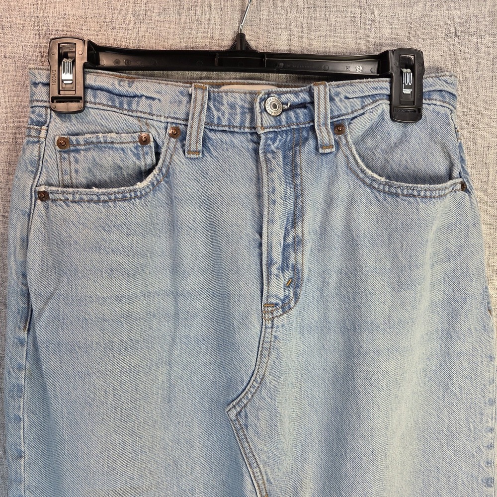 Abercrombie & Fitch Y2K Denim Maxi Skirt Women's Slit Sz 26/2 Grunge Jean 90's